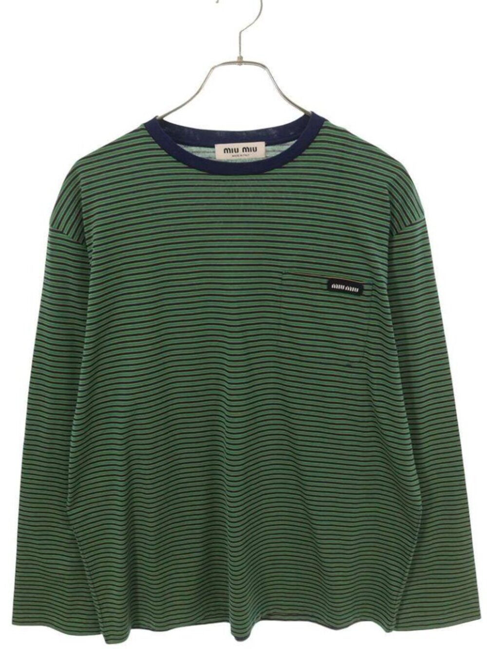 Miu Miu Logo Embroidery Border Long Sleeve Top XS
